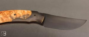    Couteau " 1310 " liner lock de SMZ Flammes de forge - Loupe d'érable Négundo et 80CrV2