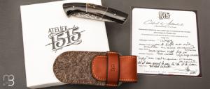   Couteau 1515 de poche collection " Trilogie" par Manu Laplace - Corne de buffle/Mammouth et lame damas Vegas Forge