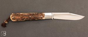 "Barlow Classic " slipjoint custom de Jean Baptiste Leveque - Bois de cerf et XC100