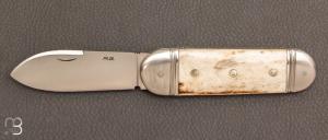  Couteau  "  Bouledogue "  bois de cerf et RWL-34 de Robert Beillonnet