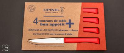 Set of 4 Opinel table knives Bon appétit + red