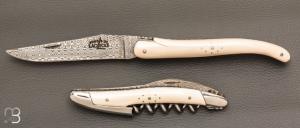    Coffret duo d'exception couteau & sommelier par la Forge de Laguiole - Ivoire de mammouth et damas