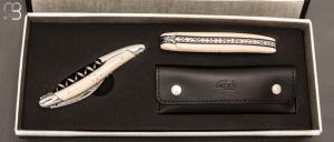    Coffret duo d'exception couteau & sommelier par la Forge de Laguiole - Ivoire de mammouth et damas