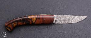   Couteau "1515 collection Globetrotter" par Manu Laplace - Loupe d'érable et lame damas