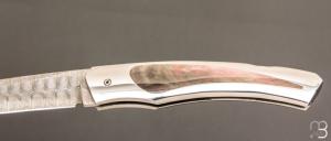   Couteau " 1820 Berthier " interframe par Charles Bennica - Nacre noire et Damasteel