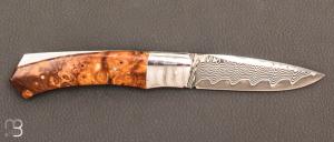 Couteau  "  1820 Berthier " lock-back par Eric Depeyre - Damas et loupe d'aurel
