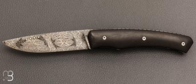   Couteau " 1820 " custom par Louis Contat - Ébène et damas de Nicolas Mestrallet