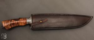  Couteau droit de collection  par Anthony Brochier - Tasmanian black wood et damas Torsadé plume