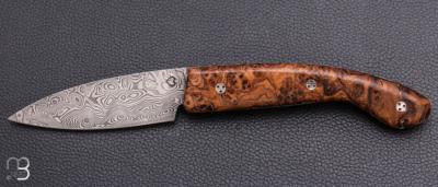    Couteau " Ariégeois " par la Coutellerie Savignac - Loupe d'olivier et Damasteel