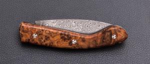    Couteau " Ariégeois " par la Coutellerie Savignac - Loupe d'olivier et Damasteel