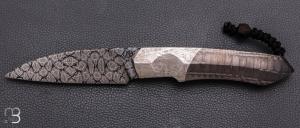   Couteau " Balrog 2.0 " liner- lock par Florian Keller - Fibre de carbone / Météorite et damas mosaïque