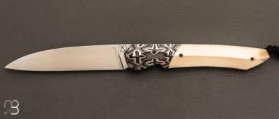    Couteau " Balrog L Slim " par Florian Keller - Ivoire de phacochère et RWL34