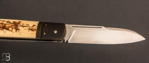  Couteau  "  Barlow " pliant custom par Nicolas Weber - Ivoire de mammouth et lame en RWL-34