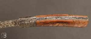  Couteau de collection modèle " Berger " de Jean Pierre Veysseyre - Damas et hêtre échauffé