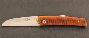 Couteau " Bohème " pliant pompe arrière par Berthier - Micarta et 14c28n