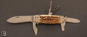 Couteau " Bouledogue " Issard Inox - bois de Cerf - 6 pièces
