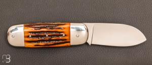  Couteau " Bouledogue  " Os cerfé et N690 par Erwan Pincemin