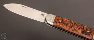 Couteau "  Bouledogue" fait main par Laurent Gaillard - Loupe Erable / 14C28N
