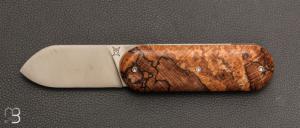    Couteau "Le Cerb�re�" pliant par l'Atelier Les 2 Diables - H�tre �chauff� et 14c28N