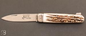 Couteau  "  Chasse Hallali  " 14 cm - bois de cerf par Douris-Chastel