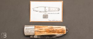 Couteau " Chouchou Grand modèle " custom en mammouth et damas par Clément Boucheron