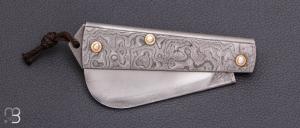   Couteau " Colonial " custom de poche par Gilles Reverdy - XC100 et plaquettes damas