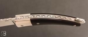     Couteau "Crossette" par Jean-Michel Remaud - 12c27 et corne noire