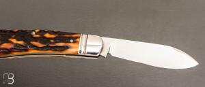    Couteau  " Dogleg Jack " custom par Dr David Taber - Amber Stag