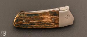 Couteau " bolster-lock  " custom de Elouan Coude - Ivoire de mammouth et lame en RWL34
