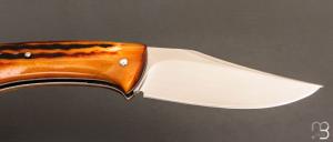     Couteau " Frelon " custom par Raphaël Durand - Jigged bone et lame en RWL34