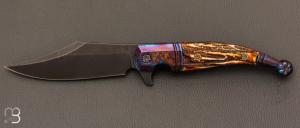    Couteau " Gitano Custom " pliant de Gudy van Poppel - Cerf Sambar et Böhler N690
