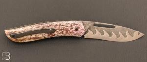  Couteau " Gyr " front flipper custom par Tim Bernard - Oosik et damas by Futuron forge