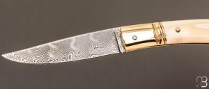   Couteau " Héol " par Erwan Pincemin - Ivoire de phacochère et Damas de Achim Wirtz