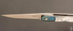     Couteau  "  Interprétation Laguiole " custom de Stéphane Sagric - Nacre et RWL34