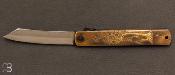 Couteau Japonais Higonokami gravé par Mali Irie - Prunier