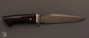  Couteau  de  chasse de Jean Paul Sire - Ebène du Mozambique et lame damas multi barreaux
