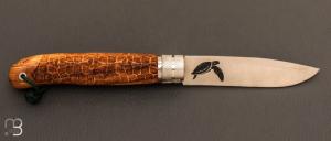   Couteau de poche José Da Cruz " Décalé collection " en bois d'olivier - Modèle "TORTUE"