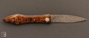 Couteau " L'Oegopsyde " fait main par Laraud Blade  - Bois de fer et Damasteel