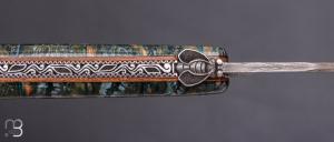  Couteau Laguiole custom par Stéphane Rambaud - Molaire de mammouth et damas