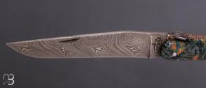 Couteau Laguiole custom par Stéphane Rambaud - Molaire de mammouth et damas