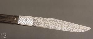    Couteau " Laguiole " par Tim Bernard - Morta - Lame damas mosaïque