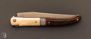  Couteau " Laguiole 12CM " bois de fer et ivoire de mammouth par Benoît Salesses