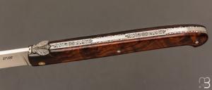    Couteau  "  Laguiole droit 13 cm " fait main par Jérôme Latreille - Ironwood et 14c28N