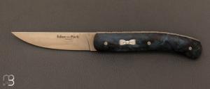     Couteau " Légendary " série numérotée manche en loupe de peuplier bleu - Collaboration entre Eden Park et Ovalie