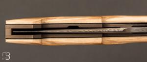 Couteau " Liner-Lock " custom par Romain Lopez - Ivoire de mammouth et lame en Damasteel®