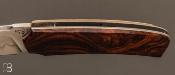 Couteau custom " Liner lock " bois de fer et acier Shirogami N°2 par Guy Poggetti