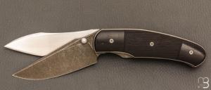   Couteau " Liner Lock 2 lames " custom par David Lespect - Ebène et RWL34