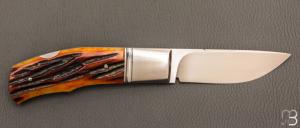   Couteau  " Lock-Back  " par Honoré Vilain - RWL34 et Os cerfé
