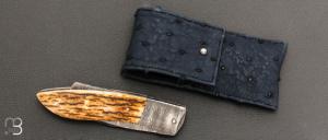   Couteau " Lock-back " par A & J Chomilier - Ivoire de mammouth et lame damas