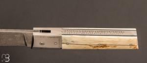  Couteau  "  Montpellier custom  " par Claude Giraud - Damas et os de mammouth